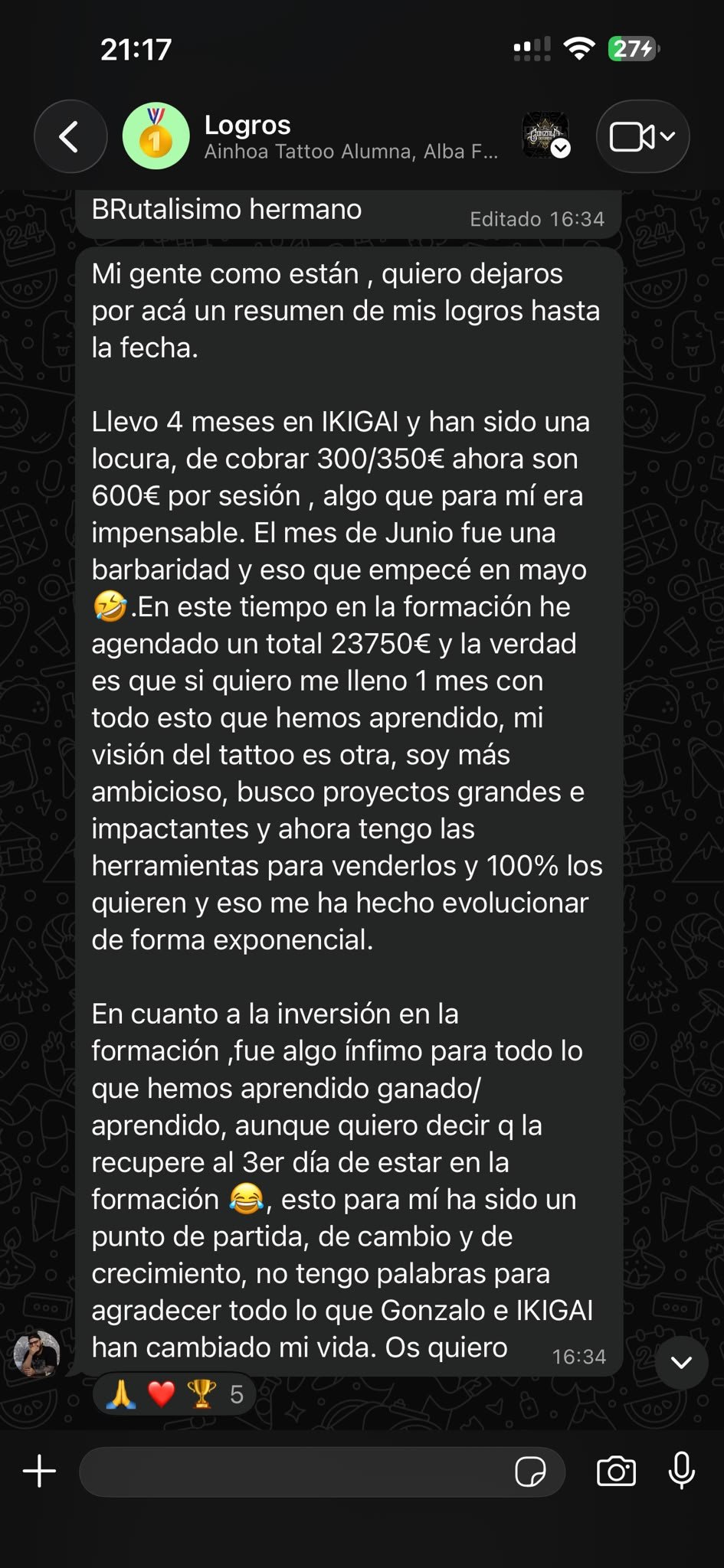 Testimonio de alumno de IKIGAI