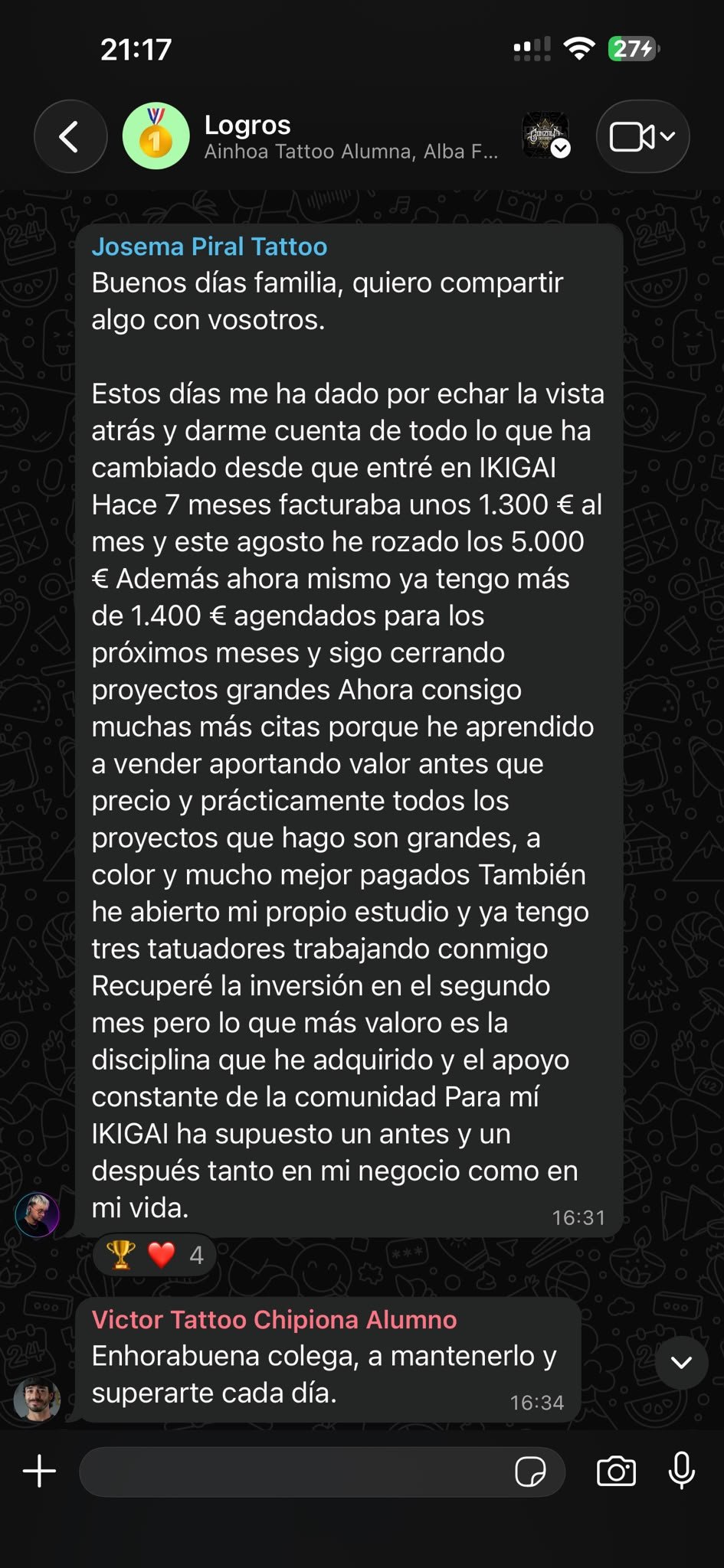 Testimonio de alumno de IKIGAI