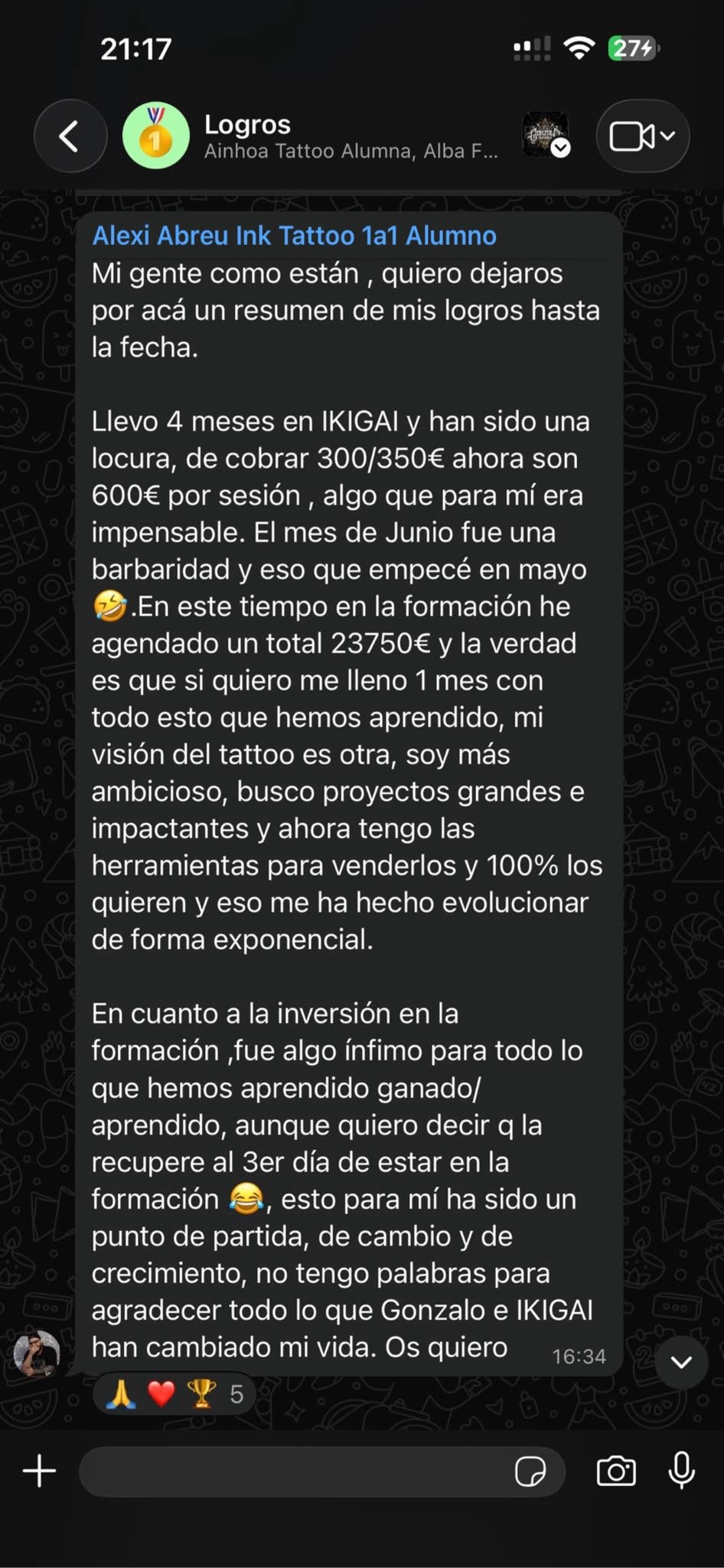 Testimonio de alumno de IKIGAI